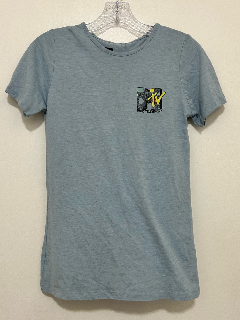 Blue Y2K/Retro Style MTV Music Television Graphic T-Shirt S Heather Alternative